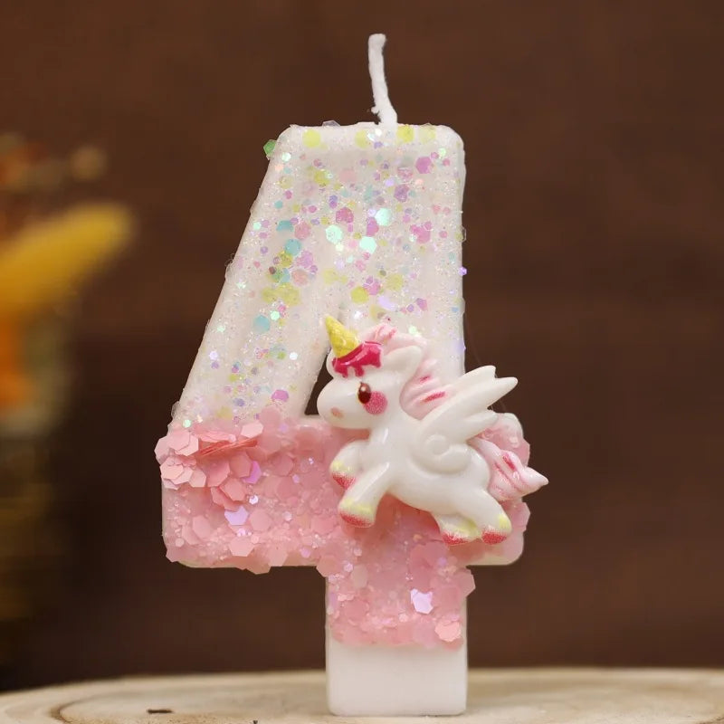 Unicorn Birthday Number Candles