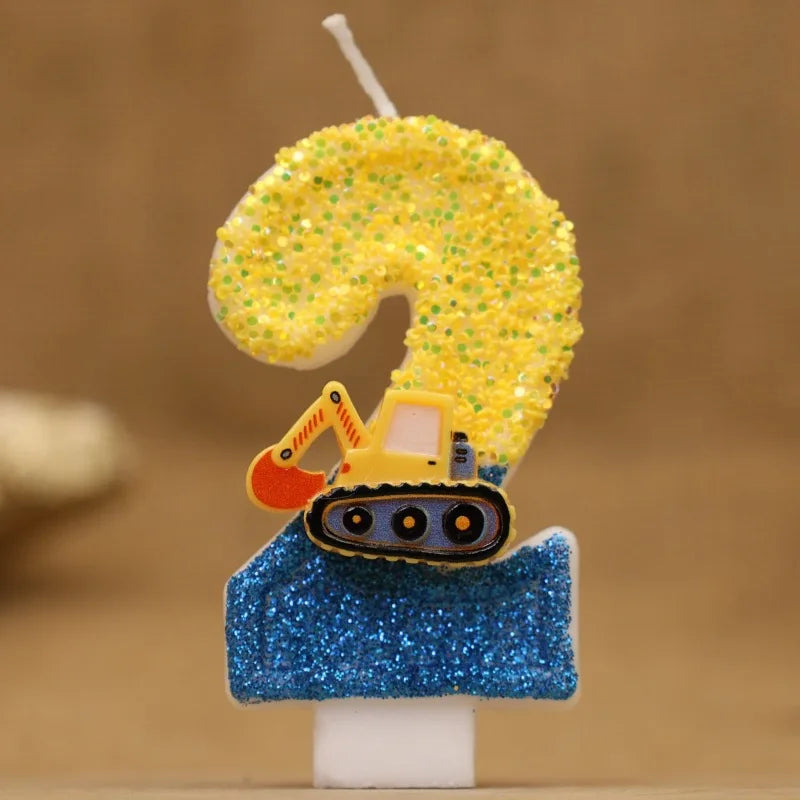 Excavator Number Birthday Candle