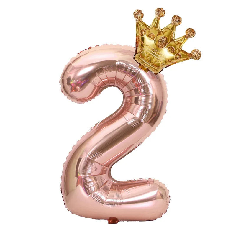 Rose Gold Crown Number Balloon