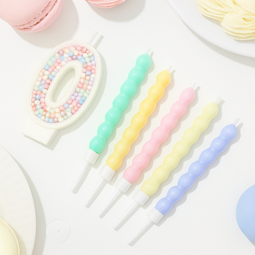 Number Birthday Candle + 12 Spiral Rainbow Candles