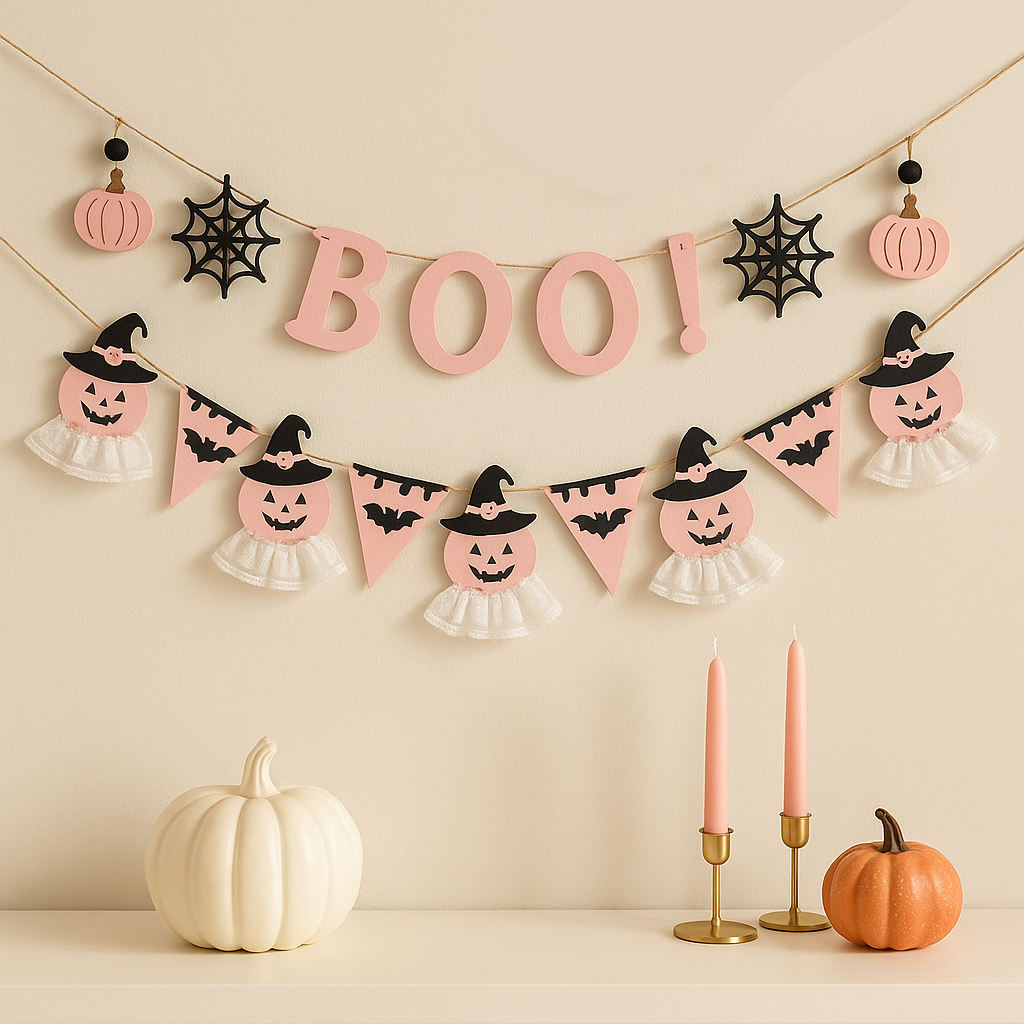 Pink Halloween banner
