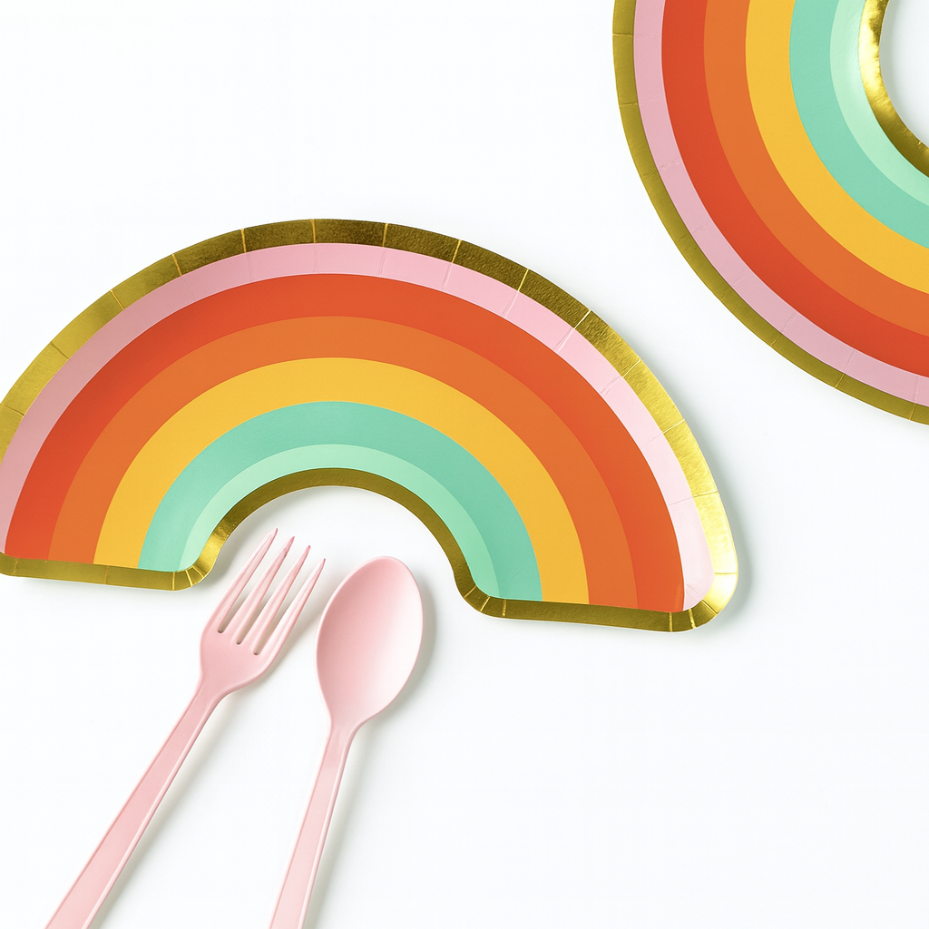 Rainbow Theme Disposable Paper Plates